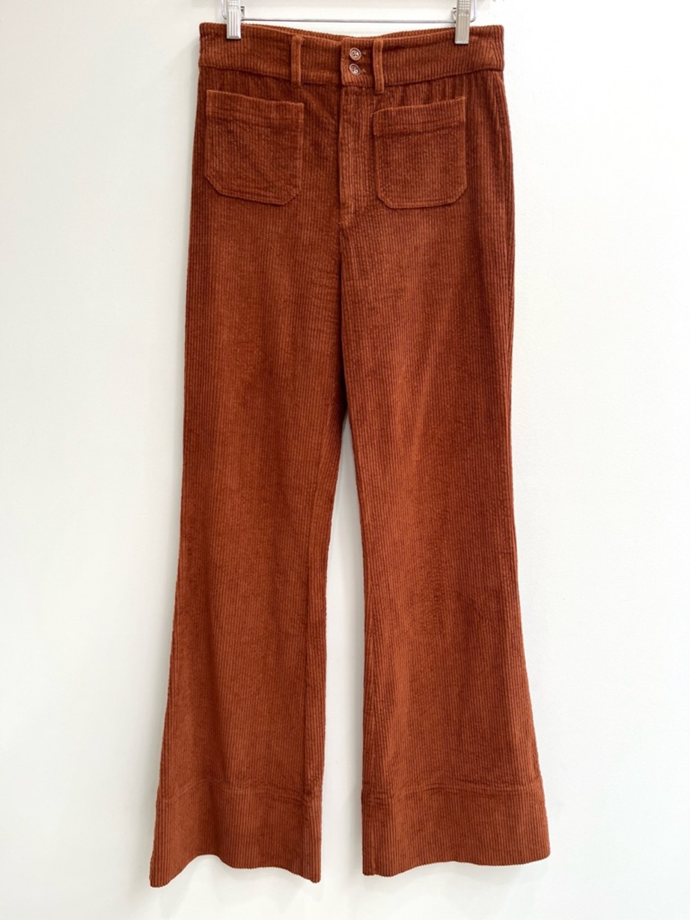 Faherty Phoebe Corduroy Flare Pants High Rise Front Patch Pocket Trousers 27